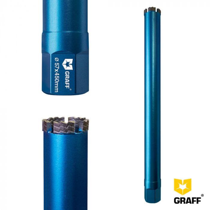 Коронка алмазная 57x12 мм 1 1/4'' по армированному бетону для алмазного сверления (бурения) GRAFF 115712