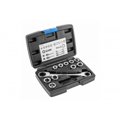 Ключ накидной трещоточный шарнирный 14 х 19 мм, с головками 8 -18 мм, 11 пр., CrV Hoegert HT1R490