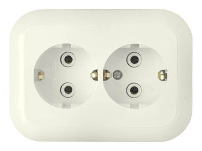 Розетка 2-ая (скрытая, с/з) бежевая, Гармония, Bylectrica РС16-239беж