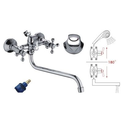 Смеситель для ванны, латунь, хром Ledeme L2326