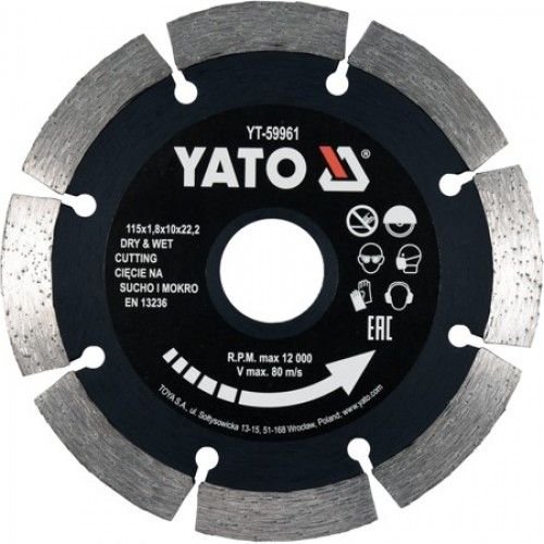 Круг алмазный 115x22.2x1.8 мм. сегмент Yato YT-59961