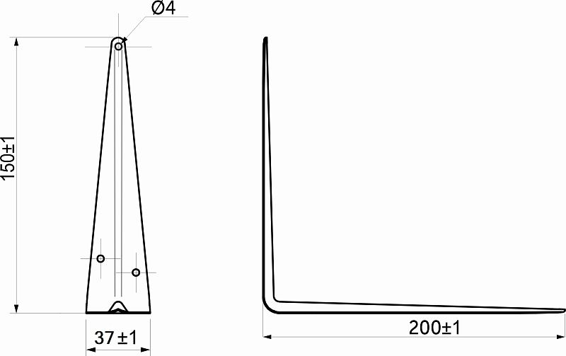 Полкодержатель мет. 200*150 белый, тип 2, AKS 114438