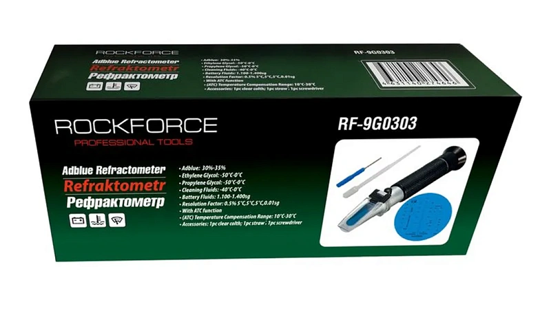 Рефрактометр 3 в 1, антифриз, электролит, омывающая жидкость RockForce RF-9G0303