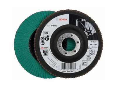 Круг лепестковый 115х22.2 мм K60 плоский X581 Best for Inox BOSCH 2608608268
