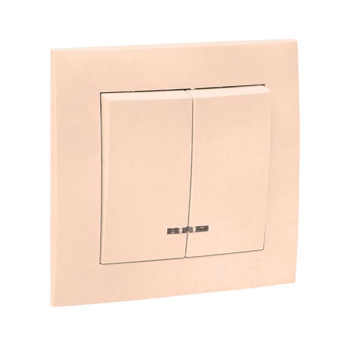 Валенсия выключатель 2-кл, 10А кремовый с индикатором EKF PROxima EWV10-123-20