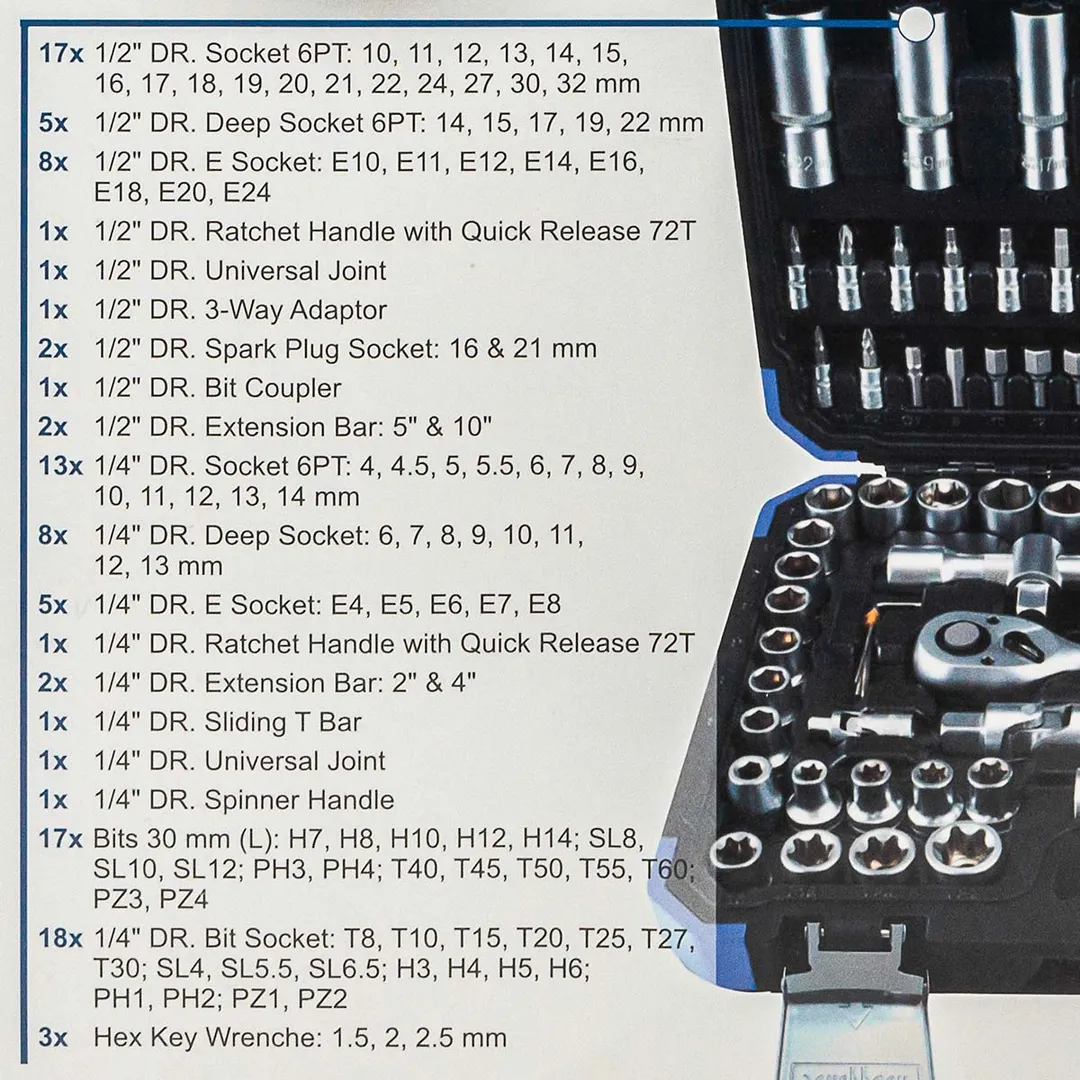 Набор инструментов 1/4''&1/2'', 108 пр. 6-гр Scheppach Sch-41082-5