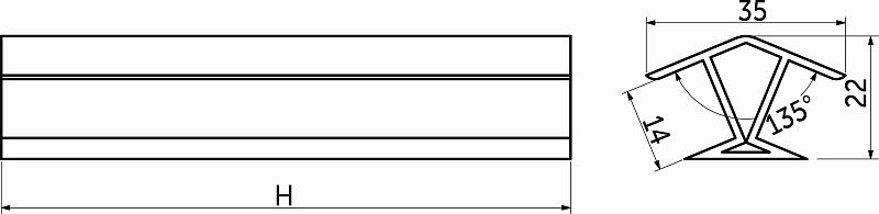 Угол универсальный 135 к цоколю мебельному ПВХ h100 белый глянец RU 68504