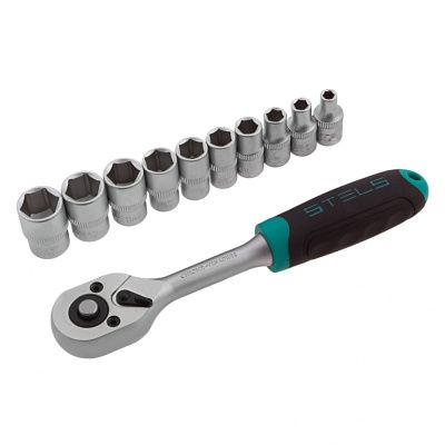 Набор торцевых головок 1/4'' 4-13 мм. с трещоткой, 11 пр. Stels 14125