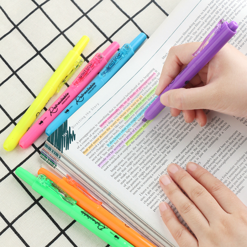 Маркер текстовый автоматический "Retractable", голубой