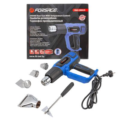 Фен промышленный электрический с насадками, 220В, Forsage F-HG65-2000LED