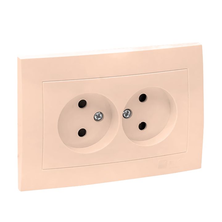 Валенсия розетка 2-местная б/з 10А кремовая с защ, штор, EKF PROxima EWR10-102-20