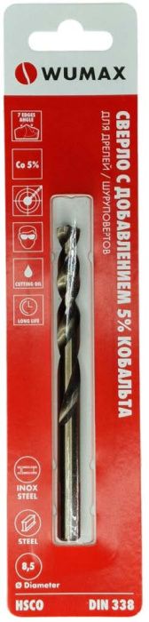 Сверло по металлу HSCO (5% Co) 3,5 мм, DIN338, блистер WUMAX 0626135