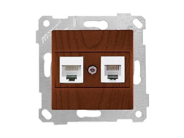 Розетка телефонная + компьютерная, RJ12+Cat5e, скрытая, без рамки, орех, RITA, Mutlusan 22001390157