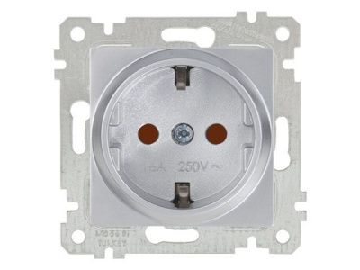 Розетка 1-ая, скрытая, без рамки, с/з, шторки, серебро, RITA, 16 A, 250 V, IP 20, Mutlusan 2200 605 0282