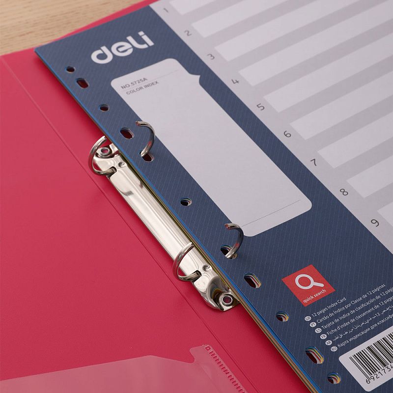 Разделитель "Deli", A4, 12 делений, ассорти