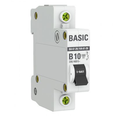 Автоматический выключатель 1P 10А (B) 4,5кА ВА 47-29 Basic mcb4729-1-10-B