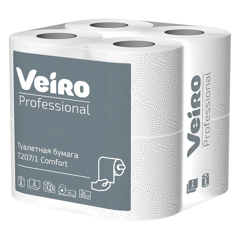Бумага туалетная "Professional Comfort", 2 слоя, 8 рулонов