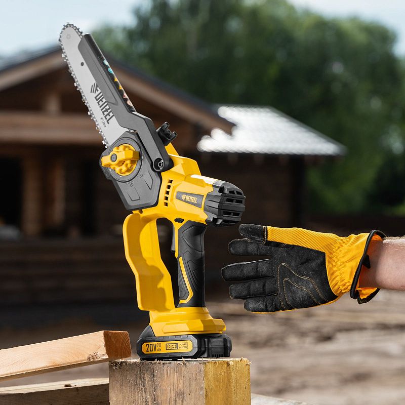 Цепная мини-пила аккумуляторная бесщет., СCS-200BL, шина 200 мм, Li-Ion, 20 В Denzel 58653