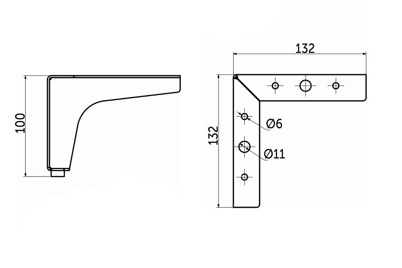 Опора мебельная мет. h100 угловая белый AKS 117404