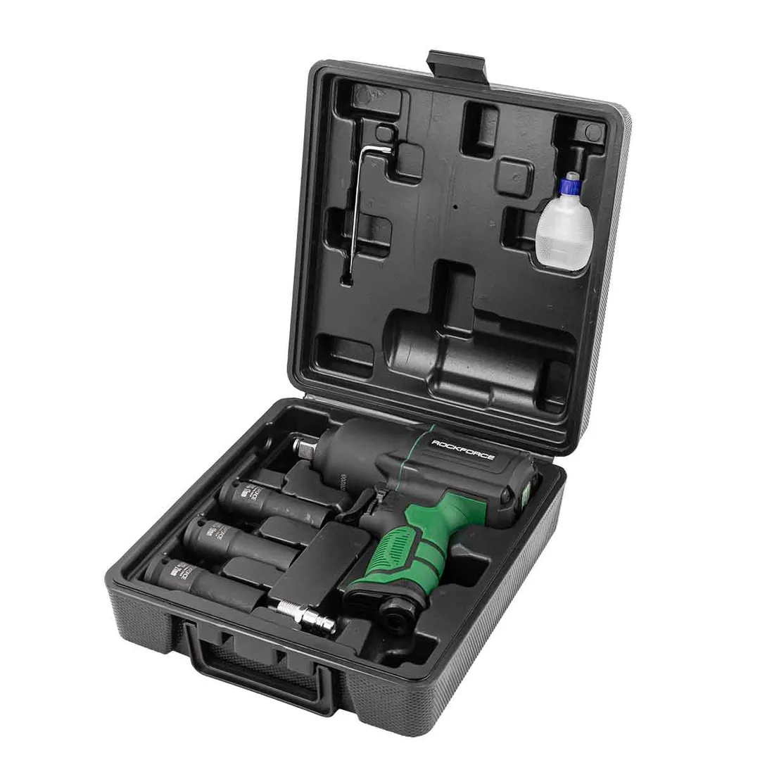 Пневмогайковерт ударный ‘'Twin Hammer'' 1450Hм 1/2'', с регулировкой усилия в облегченном корпусе RockForce RF-82549K4