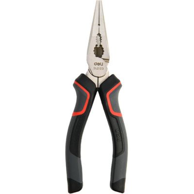 Длинногубцы Deli RS EDL0103, 160 мм, черный, красный