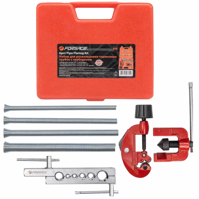 Набор инструментов для развальцовки, гибки и резки трубок 3/16,1/4,5/16,3/8,1/2,5/8'' 6 пр Forsage F-656C