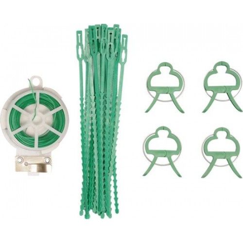 Набор садовый для обвязки растений, комплект (хомуты, зажимы, проволока в ПВХ оплетке) Flo 88811