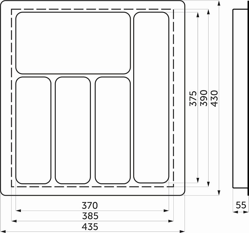 Лоток для столовых приборов 500 LINER 435*430, графит AKS 117234
