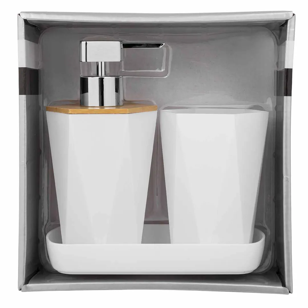 Набор для ванной комнаты 3 пр., дозатор для мыла, подставка для зубных щеток, лоток для аксессуаров La and Te beaute LT-BSP-9WH