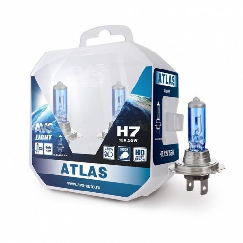 Лампа галогенная ATLAS PB /5000К/ H7.12V.55W Plastic box -2 шт. AVS A78909S