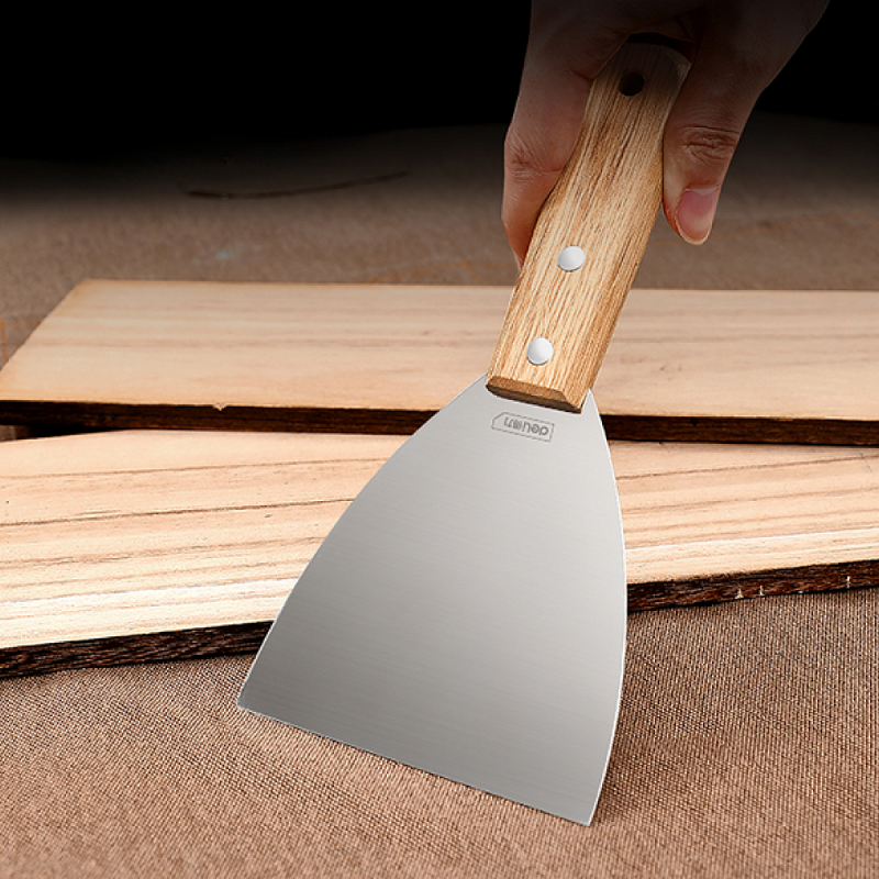 Шпатель Deli YS DL-HD4C, нержавеющий, 100 мм, деревянная рукоятка