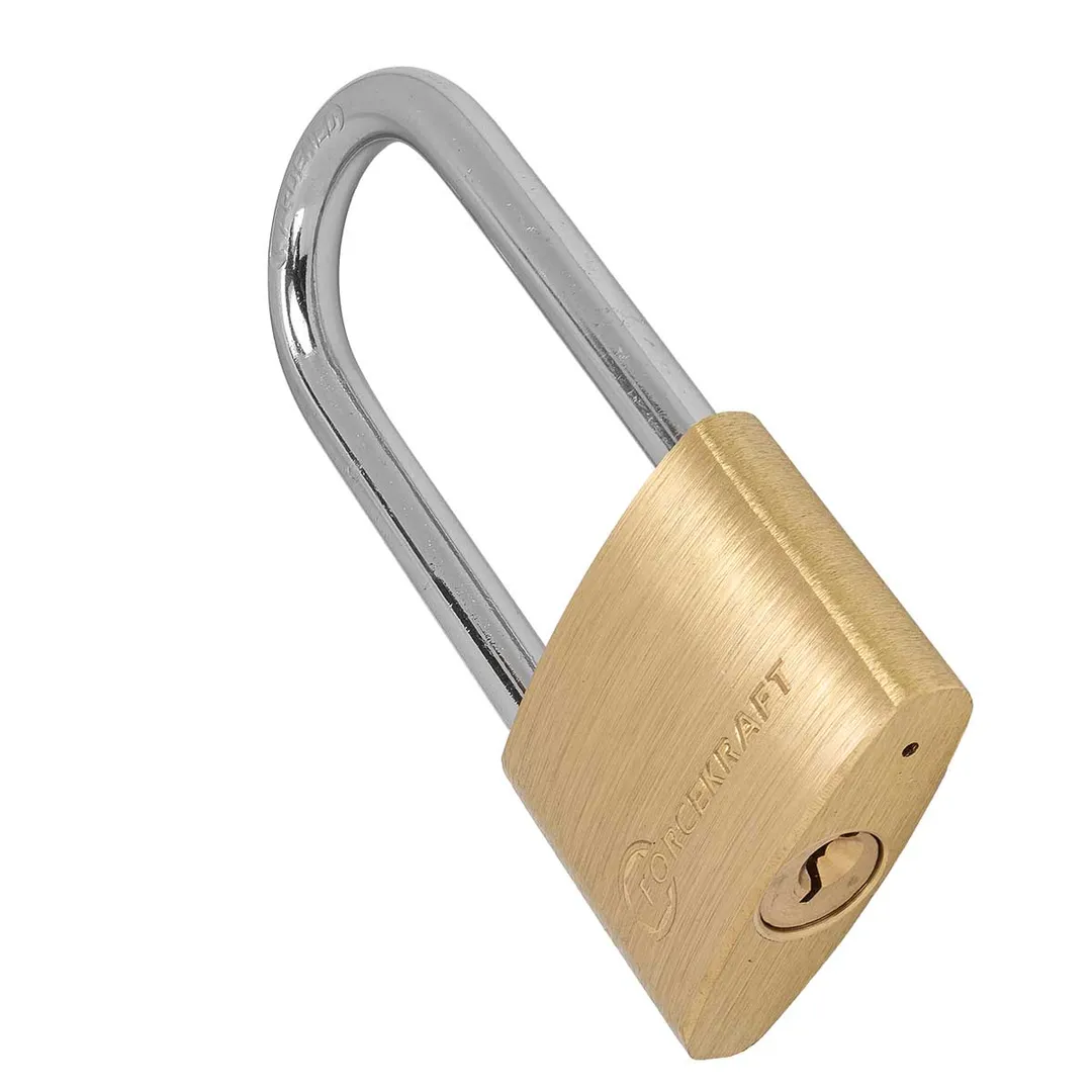 Замок навесной латунный с удлиненой дужкой 50 мм ForceKraft FK-LTY50