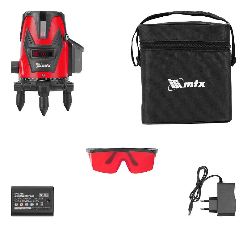 Лазерный уровень MFL RED, 30 м, красный луч, акк. Li 2400 mAh, сумка, резьба 5/8" MTX 35014