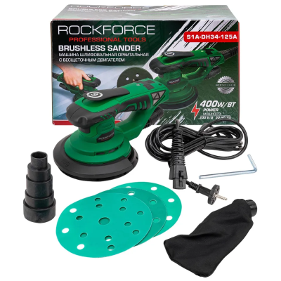 Машина шлифовальная орбитальная с бесщеточным двигателем 400Вт RockForce RF-S1A-DH34-125A