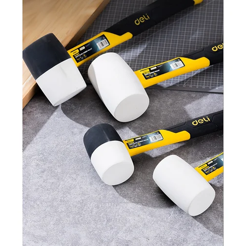 Киянка резиновая Deli YS EDL5816, 0.450 кг, фибергласовая рукоятка, черно-белая