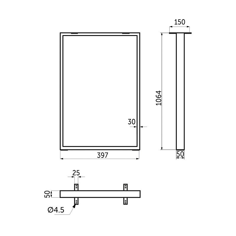 Подстолье THOR h720 L-595, черный, 1 компл. = 2 шт., AKS 115729