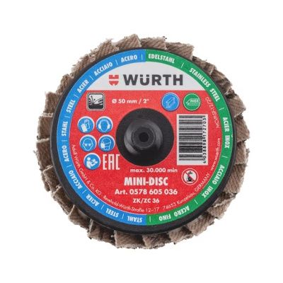 Минидиск шлифовальный лепестковый нерж.сталь ROLOC ZEBRAD50-ZC36 WÜRTH 0578605036