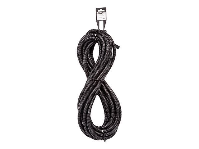 Трубa автомобильная гофрированная ПП d9,8 мм, разрезная, бухта 10 м/уп., REXANT 15-1010