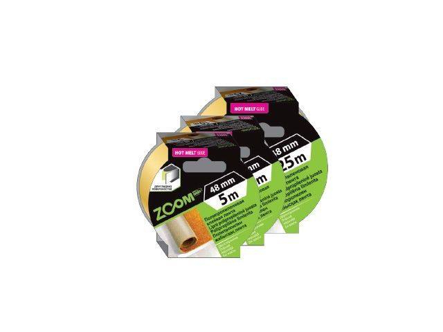Лента двухсторонняя тканевая клейкая 48 мм х 25 м, Желтая ZOOM 02-5-3-103