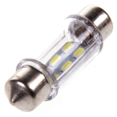 Автолампа диод T11 (C5W) 12V 6 SMD 1-конт 36 мм Белая комп.2 шт салон/номер SKYWAY S08201179