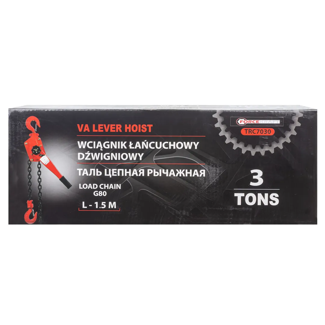 Таль цепная подвесная рычажная 3 т, длина цепи 1.5 м ForceKraft FK-TRC7030