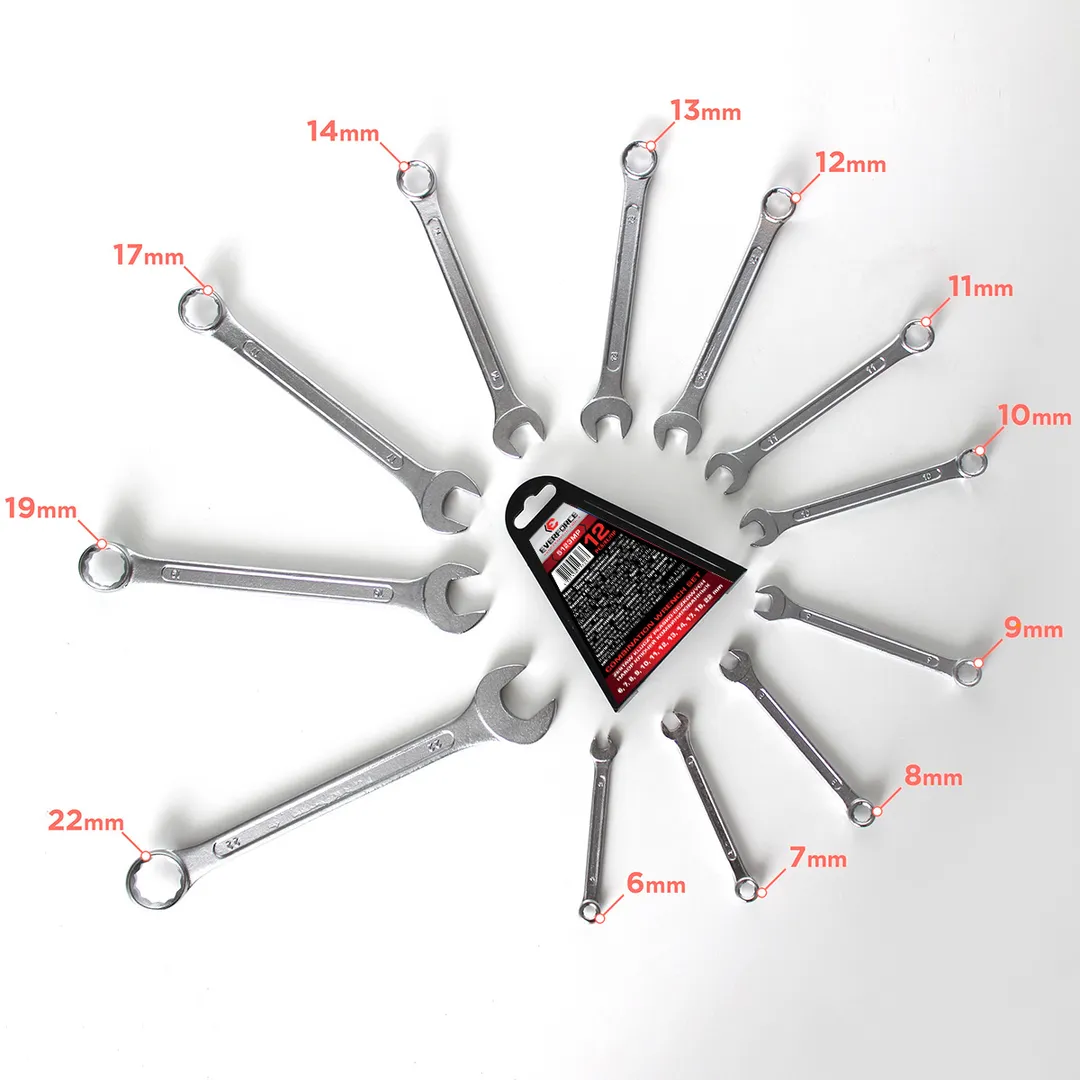 Набор комбинированных ключей 12 пр 6-14, 17, 19, 22 мм EVERFORCE EF-5123MP