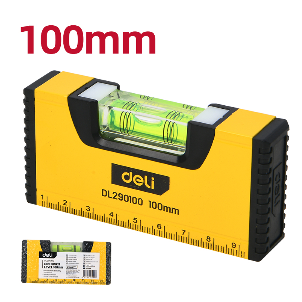 Уровень строительный Deli YS EDL290100, 100 мм, магнит