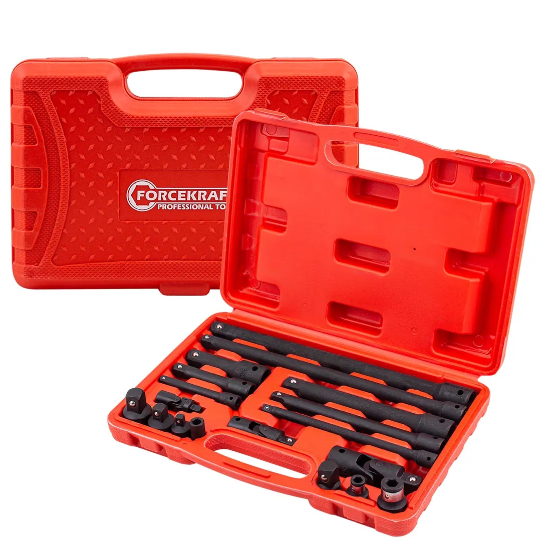 Набор удлинителей и адаптеров 18 пр 1/4''&3/8''&1/2'' ForceKraft FK-T4057-18