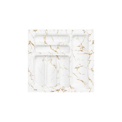 Лоток для столовых приборов 500 MARBLE 435*430, бело-золотой мрамор AKS 117561