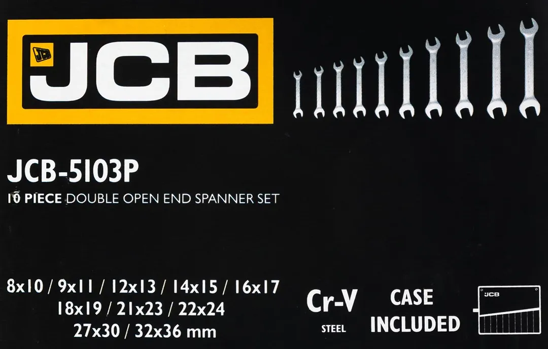 Набор ключей рожковых 10 пр. 8х10-32х34 мм JCB JCB-5103P