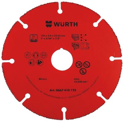 Диск отрезной с карбидными напайками, d 125 мм WÜRTH 0667410122