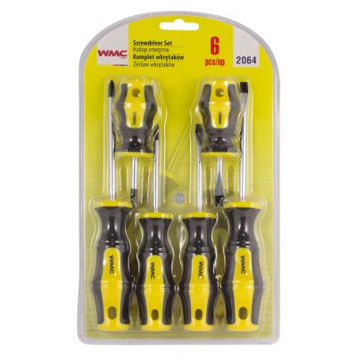 Набор отверток 6 пр., SL:5х75, 6х100, 6х38;PH:1х75, 2х100, 2х38 мм WMC TOOLS WMC-2064