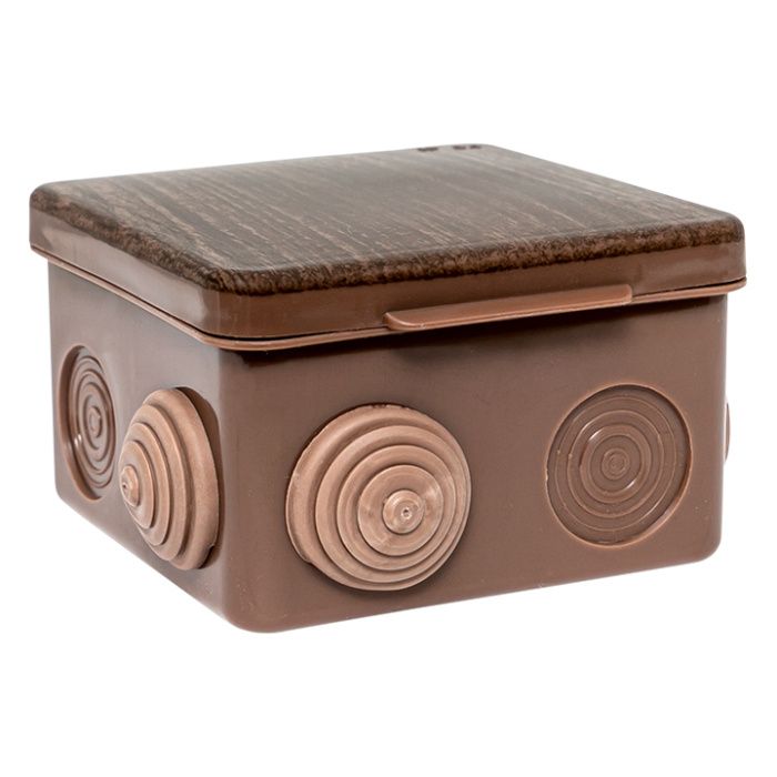 Коробка распределительная КМР-030-031 с крышкой (80х80х50) 7 мембранных вводов тёмное дерево IP54 EKF PROxima plc-kmr-030-031-t