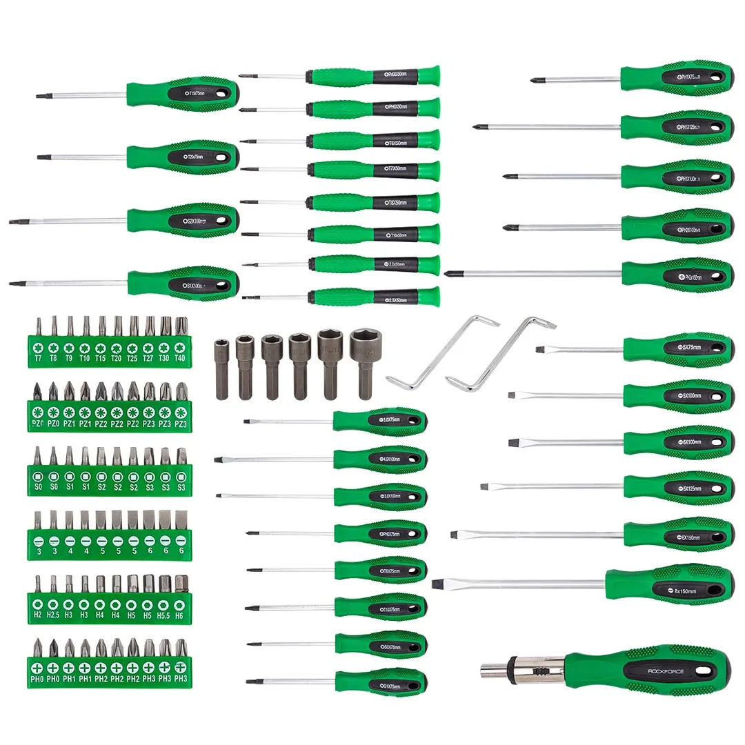 Набор отверток и бит SL, РН, PZ, Тorx, HEX, Square 100 пр RockForce RF-10100